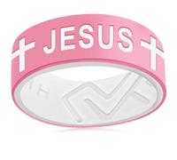 AJZYX Silicone Cross Jesus Christian Religious Couple Ring,Men Women Breathable Rubber Anniversary Promise Engagement Wedding Band,8mm Wide 2mm Thick Size 6-13, 9 UK, Silicone, No Gemstone