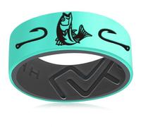 AJZYX Silicone Fishing Hunting Ring for Men Women,Rubber Fishhook and Fish Promise Wedding Band,8mm Wide 2mm Thick Breathable Comfort Fit Size 6-13, 6 UK, Silicone, No Gemstone