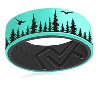 AJZYX Silicone Forest Tree Bird Ring for Men Women, Rubber Outdoors Hunting Promise Wedding Band,8mm Wide 2mm Thick Breathable Comfort Fit Size 6-13, 4 UK, Silicone, No Gemstone