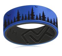 AJZYX Silicone Forest Tree Bird Ring for Men Women, Rubber Outdoors Hunting Promise Wedding Band,8mm Wide 2mm Thick Breathable Comfort Fit Size 6-13, 4 UK, Silicone, No Gemstone