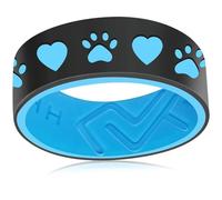 AJZYX Silicone Heart Dog Paw Couple Ring,Men Women Breathable Rubber Anniversary Promise Engagement Wedding Band,8mm Wide 2mm Thick Size 6-13, 5 UK, Silicone, No Gemstone