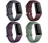 AK 4 Pack Straps Compatible with Fitbit Charge 4 Strap/Fitbit Charge 3 Strap for Women and Men,Soft Silicone Adjustable Replacement Sport Wristband for Fitbit Charge 3 SE/Fitbit Charge 4(S,Pack D)