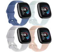 AK 4 Pack Straps Compatible with Fitbit Versa 3/4/Sense/Sense 2 - Soft Sport Watch Replacement Straps for Women & Men (S, Pack K)