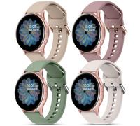 AK 4 PACK Watch Band Compatible with Samsung Galaxy, Adjustable Silicone Sport Strap Replacement for Samsung Galaxy Watch 4/5/6/7 Men Women (Violet Smoke+MilkTea+Starlight+Cactus, Small)