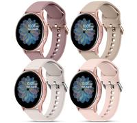 AK 4 PACK Watch Band Compatible with Samsung Galaxy, Adjustable Silicone Sport Strap Replacement for Samsung Galaxy Watch 4/5/6/7 Men Women (Violet Smoke+MilkTea+Pink+Starlight, Small)