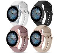 AK 4 PACK Watch Band Compatible with Samsung Galaxy, Adjustable Silicone Sport Strap Replacement for Samsung Galaxy Watch 4/5/6/7 Men Women (Violet Smoke+MilkTea+Black+White, Small)