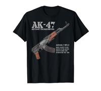 AK-47 Assault Rifle Russian AK Kalashnikov Cutaway Chart T-Shirt, Men, Black, 6X-Large