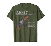 AK-47 Assault Rifle Russian AK Kalashnikov Cutaway Chart T-Shirt, Men, Olive Green, Large