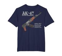AK-47 Assault Rifle Russian AK Kalashnikov Cutaway Chart T-Shirt, Men's Big and Tall, Navy Blue, 3X Tall