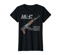 AK-47 Assault Rifle Russian AK Kalashnikov Cutaway Chart T-Shirt, Women, Black, X-Small