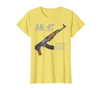AK-47 Assault Rifle Russian AK Kalashnikov Cutaway Chart T-Shirt, Women, Lemon Yellow, Medium