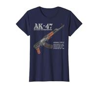 AK-47 Assault Rifle Russian AK Kalashnikov Cutaway Chart T-Shirt, Women, Navy Blue, Large