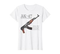 AK-47 Assault Rifle Russian AK Kalashnikov Cutaway Chart T-Shirt, Women, White, Medium