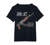 AK-47 Assault Rifle Russian AK Kalashnikov Cutaway Chart T-Shirt, Women's Plus, Black, 5X