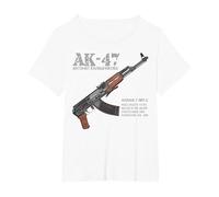 AK-47 Assault Rifle Russian AK Kalashnikov Cutaway Chart T-Shirt, Women's Plus, White, 4X