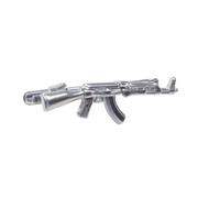 AK-47 Rifle Style Silver Tone Steel Tie Clip Brooch