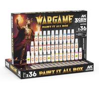 AK Acrylics 3Gen Set AK11782 WARGAME Paint IT All Box (36x17ml) + 2X Brush + mat