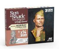 AK Acrylics 3Gen Set AK11787 Sun & Shade Tone Collection by K.KANAEV (14x18ml) + Figure + Manual