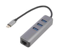 AK-AD-66 USB Adapter for Fast Ethernet with USB Hub USB 3.1 0.15m AKYGA