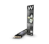 AK AK10039 Watercolor Pencil Set Black and White (5 Colors)