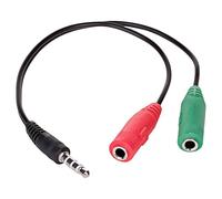 AK-AV-08 Cable Jacka 3.5mm 4pin Male, Jack 3.5mm Female x2 0.15m AKYGA