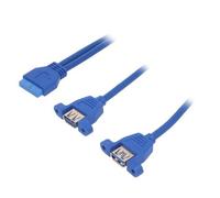 AK-CA-62 cable: USB-USB USB 3.0 19pin, USB A female x2 0.65m AKYGA