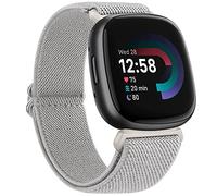 AK Compatible with Fitbit Versa 3/4/Sense/Sense 2 Strap, Soft Elastic Nylon Sport Replacement Band for Women Men, Grey, 4.5-9.5 inch