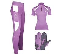 AK Comptec Pull on High Waisted Breathable Horse Riding Tights/Leggings/Breeches with Full seat Silicon Grip AKRS 6059 (as8, Alpha, xx_s, Regular, Regular, Bundle Offer (All in One) Purple/White)
