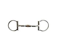 AK D-Ring Rotary Curved Mouthpiece with Jointed Horse Riding Bits Barrel with Double Cooper Roller AKRS-2623 (4.75'', Silver)