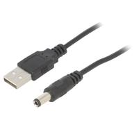 AK-DC-04 Cable USB A Male, DC 5.5/2.5 Male Straight Black 0.8m AKYGA