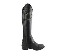 AK Equestrian Bit Chain Horse Riding Half Chaps with Extra Leather Protection inside AKRS-1864 (Black/Gold, XXL)