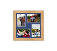 AK Frames 12X12 Country Pine Classic Multi Photo Frame With Blue Mount - Holds 4 Apertures (4X) 6X4 Photos