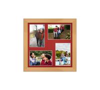 AK Frames 12X12 Country Pine Classic Multi Photo Frame With Crimson Mount - Holds 4 Apertures (4X) 6X4 Photos