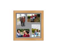 AK Frames 12X12 Country Pine Classic Multi Photo Frame With Mid Grey Mount - Holds 4 Apertures (4X) 6X4 Photos