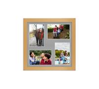 AK Frames 12X12 Country Pine Modern Multi Photo Frame With Silver Mount - Holds 4 Apertures (4X) 6X4 Photos