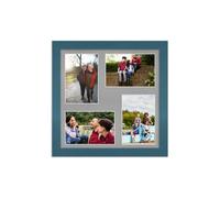 AK Frames 12X12 Navy Blue Modern Multi Photo Frame With Silver Mount - Holds 4 Apertures (4X) 6X4 Photos