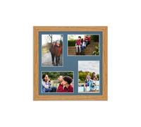 AK Frames 12X12 Oak Modern Multi Photo Frame With Pompadour Mount - Holds 4 Apertures (4X) 6X4 Photos