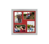 AK Frames 12X12 Silver Modern Multi Photo Frame With Crimson Mount - Holds 4 Apertures (4X) 6X4 Photos