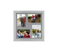 AK Frames 12X12 Silver Modern Multi Photo Frame With Mid Grey Mount - Holds 4 Apertures (4X) 6X4 Photos