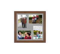 AK Frames 12X12 Walnut Modern Multi Photo Frame With Silver Mount - Holds 4 Apertures (4X) 6X4 Photos