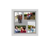 AK Frames 12X12 White Ash Modern Multi Photo Frame With Silver Mount - Holds 4 Apertures (4X) 6X4 Photos