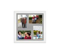 AK Frames 12X12 White Modern Multi Photo Frame With Silver Mount - Holds 4 Apertures (4X) 6X4 Photos