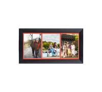 AK Frames 16X8 Black Classic Multi Photo Frame With Poppy Red Mount - Holds 3 Apertures (3X) 7X5 Photos