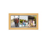 AK Frames 16X8 Country Pine Classic Multi Photo Frame With Mid Grey Mount - Holds 3 Apertures (3X) 7X5 Photos