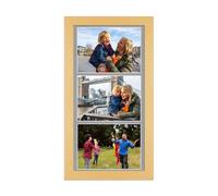 AK Frames 16X8 Mustard Yellow Modern Multi Photo Frame With Silver Mount - Holds 3 Apertures (3X) 7X5 Photos
