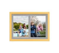 AK Frames 20X14 Mustard Yellow Modern Multi Photo Frame With Silver Mount - Holds 2 Apertures (2X) A4 Photos