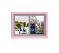 AK Frames 20X14 Pastel Pink Classic Multi Photo Frame With Mid Grey Mount - Holds 2 Apertures (2X) A4 Photos