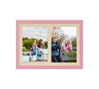 AK Frames 20X14 Pastel Pink Modern Multi Photo Frame With Ivory Mount - Holds 2 Apertures (2X) A4 Photos