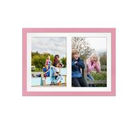 AK Frames 20X14 Pastel Pink Modern Multi Photo Frame With White Mount - Holds 2 Apertures (2X) A4 Photos