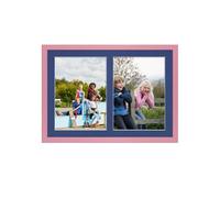 AK Frames 20X14 Pastel Pink Sleek Multi Photo Frame With Blue Mount - Holds 2 Apertures (2X) A4 Photos